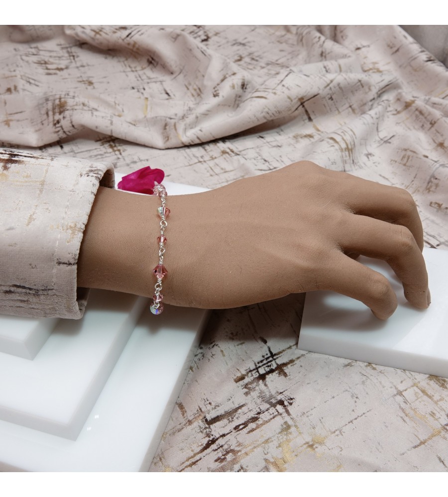 Toupie Light Rose bracelet artisanal en Argent 925