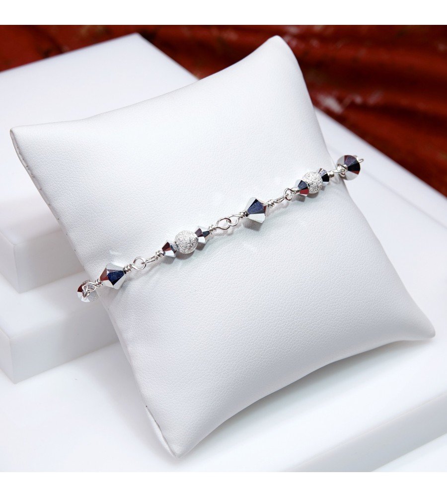 Toupie Crystal CAL 2X bracelet artisanal en Argent 925