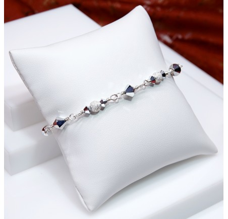 Toupie Crystal CAL 2X bracelet artisanal en Argent 925