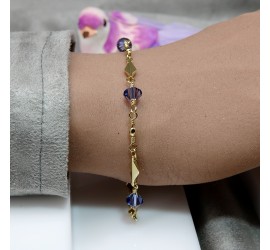 Toupie Tanzanite bracelet artisanal plaqué or