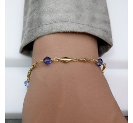 Toupie Tanzanite bracelet artisanal plaqué or