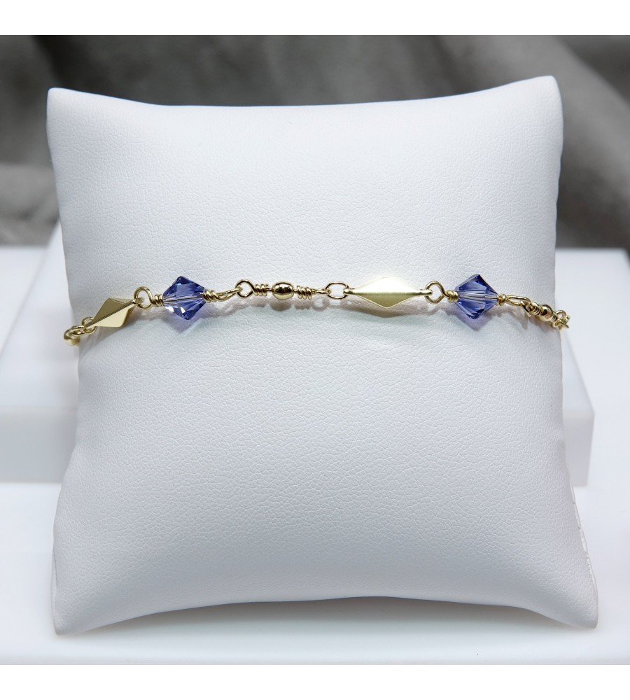 Toupie Tanzanite bracelet artisanal plaqué or