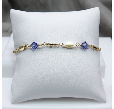 Toupie Tanzanite bracelet artisanal plaqué or