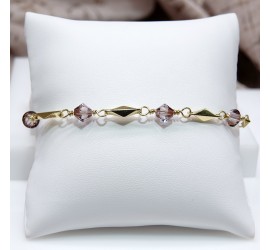 Toupie Crystal Antique Pink bracelet artisanal plaqué or