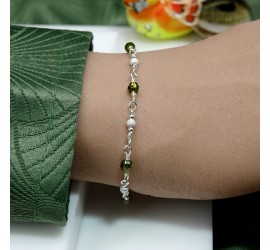 Ronde Olivine bracelet artisanal en Argent 925