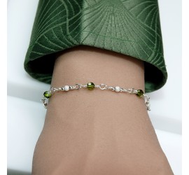 Ronde Olivine bracelet artisanal en Argent 925