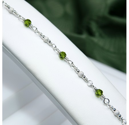 Ronde Olivine bracelet artisanal en Argent 925