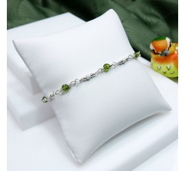 Ronde Olivine bracelet artisanal en Argent 925