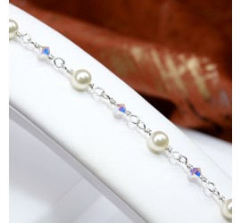 Ronde Cream bracelet artisanal en Argent 925