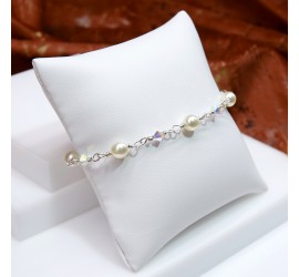 Ronde Cream bracelet artisanal en Argent 925