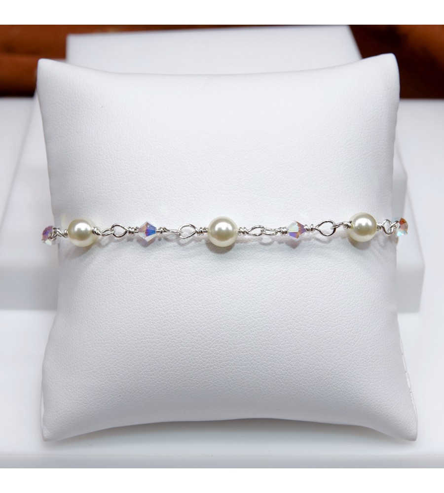 Ronde Cream bracelet artisanal en Argent 925