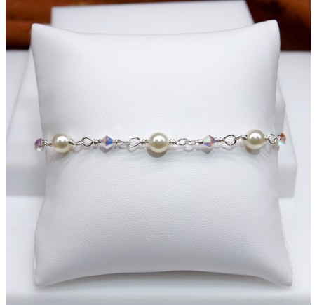 Ronde Cream bracelet artisanal en Argent 925