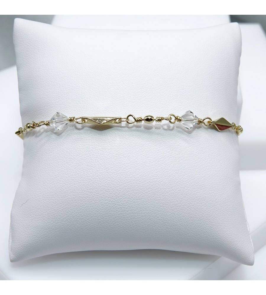 Toupie Crystal Moonlight bracelet artisanal plaqué or