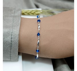 Toupie Bleu Roi bracelet artisanal argenté