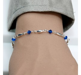 Toupie Bleu Roi bracelet artisanal argenté