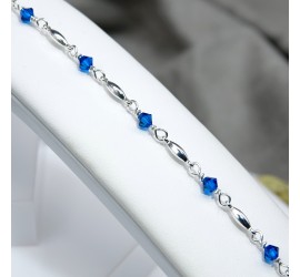 Toupie Bleu Roi bracelet artisanal argenté