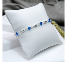 Toupie Bleu Roi bracelet artisanal argenté