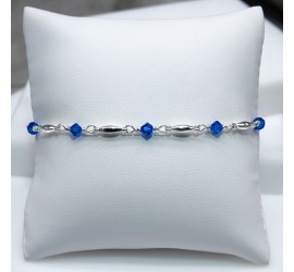 Toupie Bleu Roi bracelet artisanal argenté