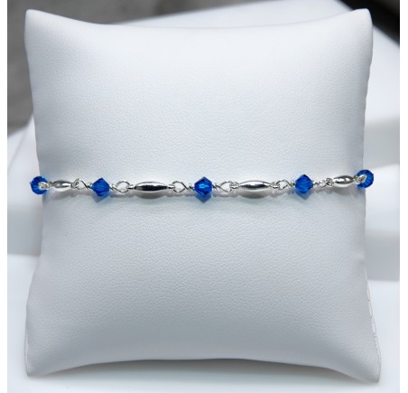 Toupie Bleu Roi bracelet artisanal argenté