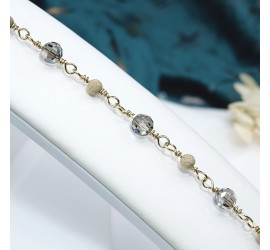 Ronde Crystal Satin bracelet artisanal plaqué or