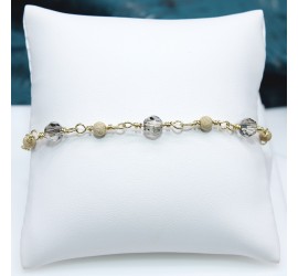 Ronde Crystal Satin bracelet artisanal plaqué or