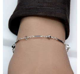 Toupie Silver Night et Silver shade bracelet artisanal argenté