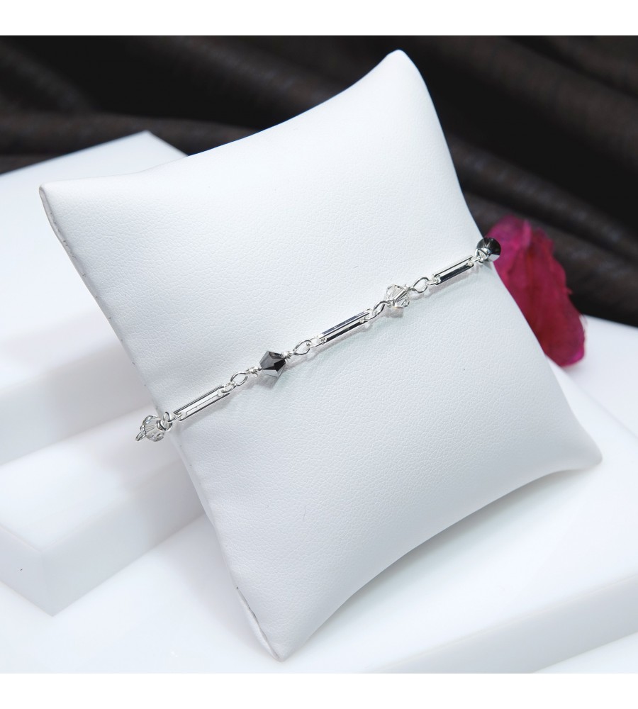 Toupie Silver Night et Silver shade bracelet artisanal argenté